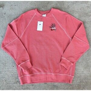 Nike Sportswear French Terry Embroidered Pullover Coral Men Sz Large DQ3485-603